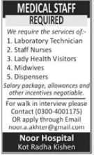 Noor Hospital Walk In Interviews 2021