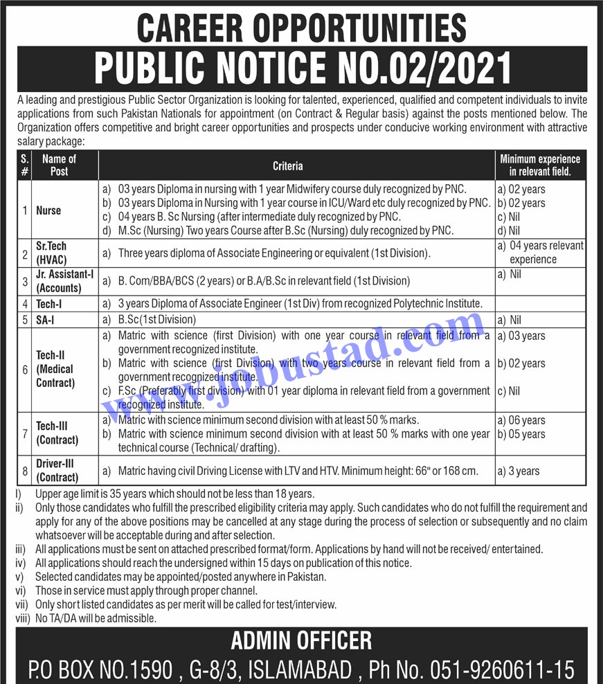 PAEC PO Box No 1590 Jobs