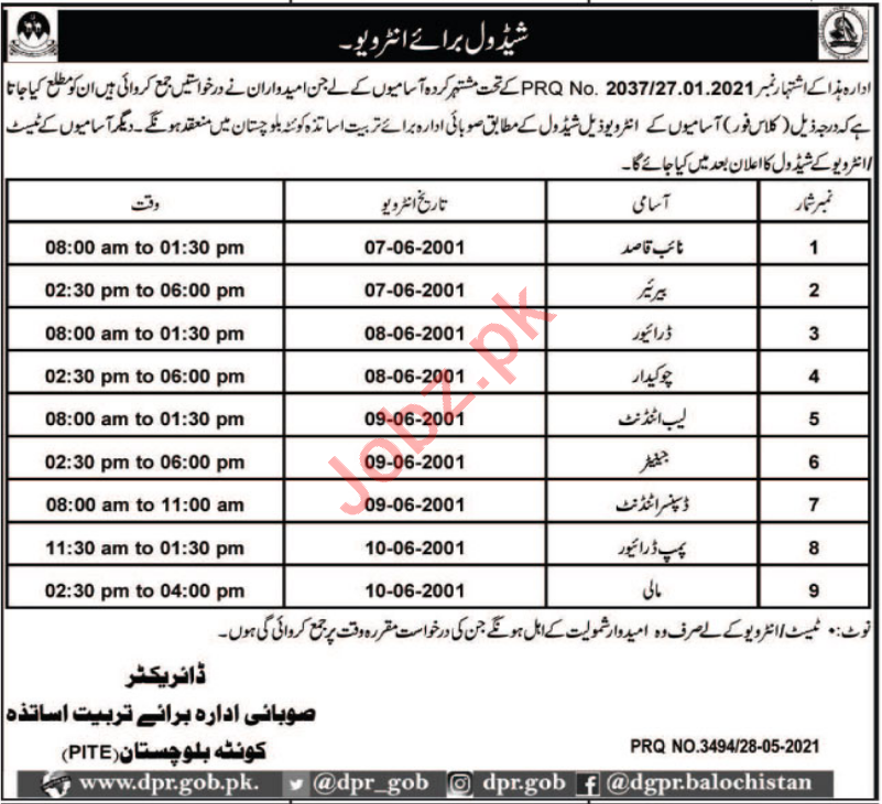 Provisional Institute For Teachers Education PITE Jobs 2021