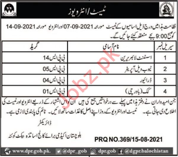 Balochistan Academy for College Teachers BACT Quetta Jobs