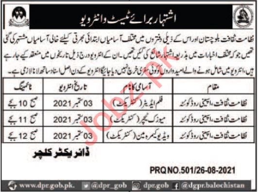 Culture Tourism & Antiquities Department Quetta Jobs 2021