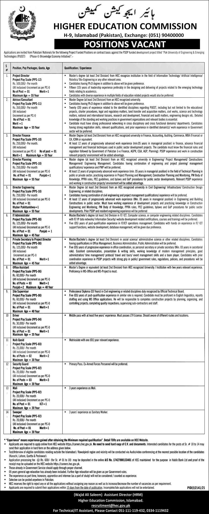 Jobs in HEC