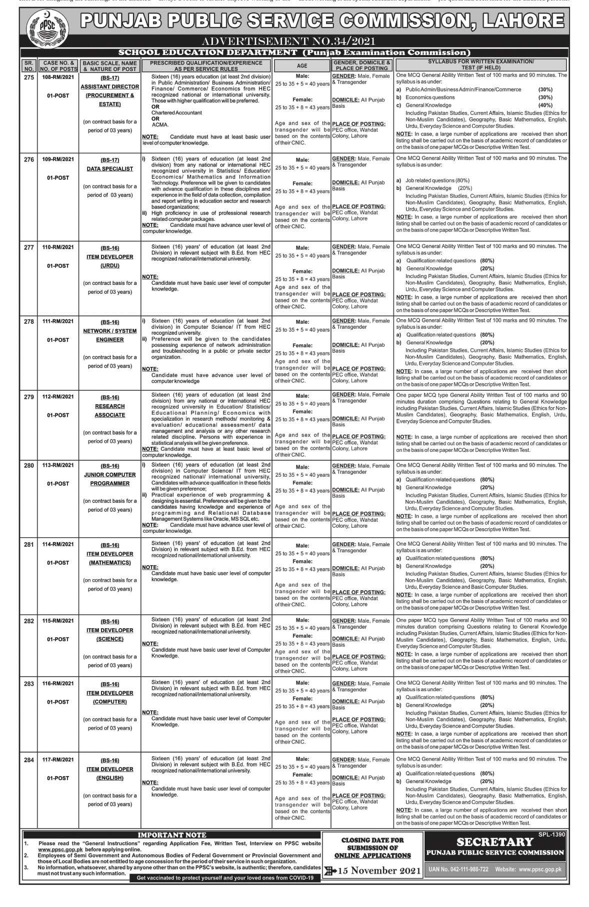 PPSC Advertisement