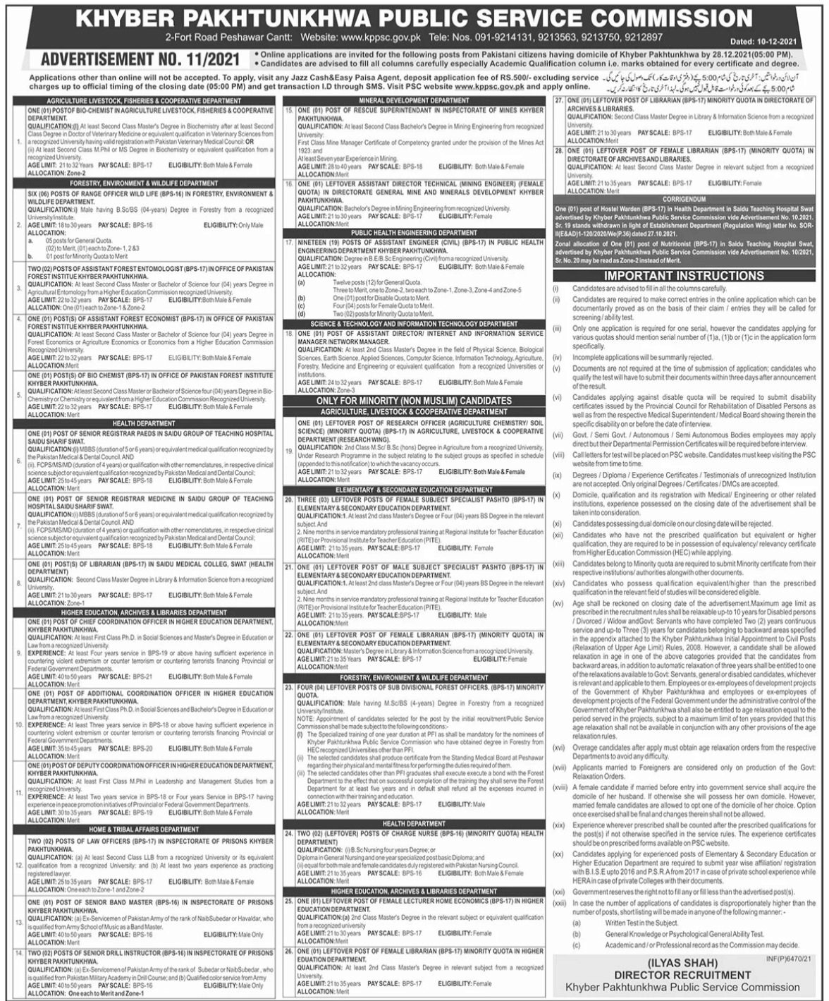 KPPSC Jobs KPPSC Advertisement NO 11 Jobs 2021 in December