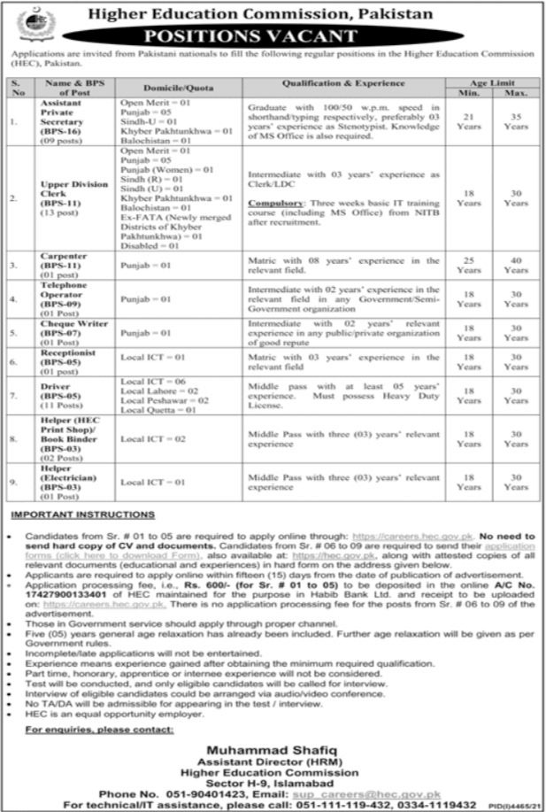 Higher Education Commission Jobs