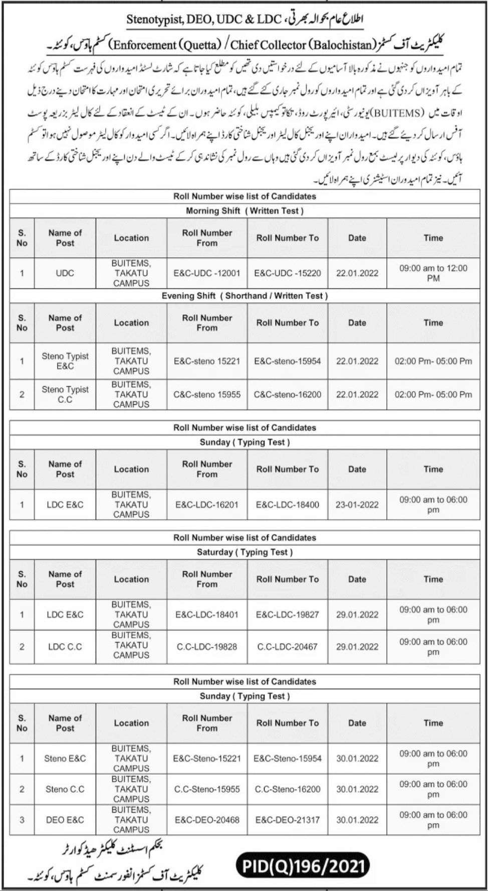 Collectorate of Customs Enforcement Custom House Jobs 2022 in January