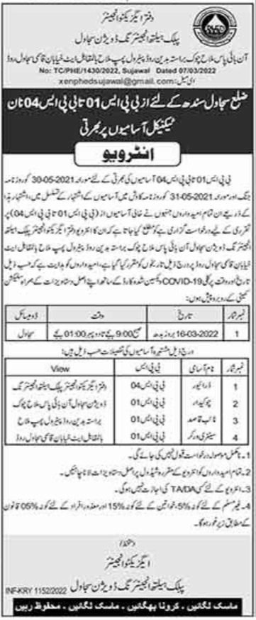Job Interview at Public Health Engineering Division Sujawal in March