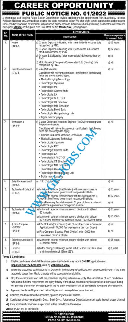 PO Box 1590 Jobs | Jobs in Pakistan Atomic Energy March 2022