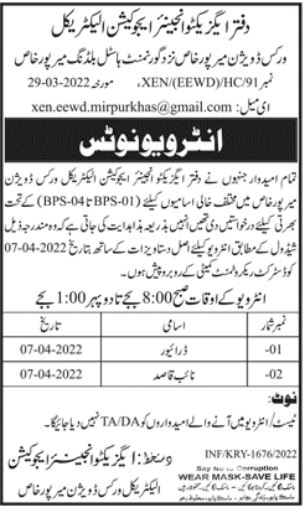 Class 4 job Interviews at Education Electric Works Division in April