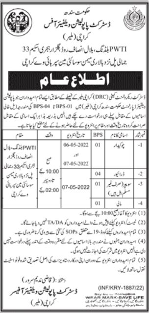Interview Schedule for jobs at Population Welfare Department in April