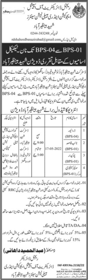 Class 4 jobs Interviews at Directorate of Special Education in April