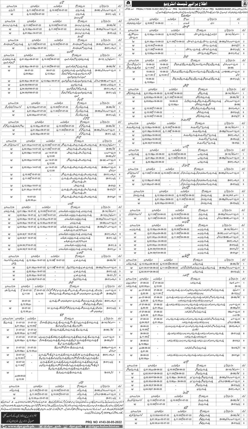 Provincial Library Balochistan Jobs 2022 in May