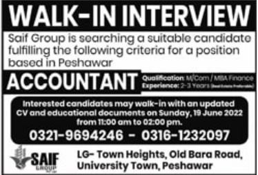 Walk in Interview for job at Saif Group Limited in June