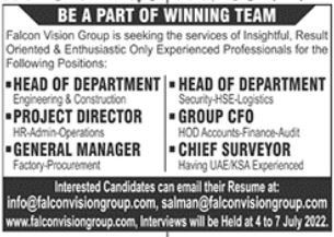 Interviews for jobs at Falcon Vision Group in June