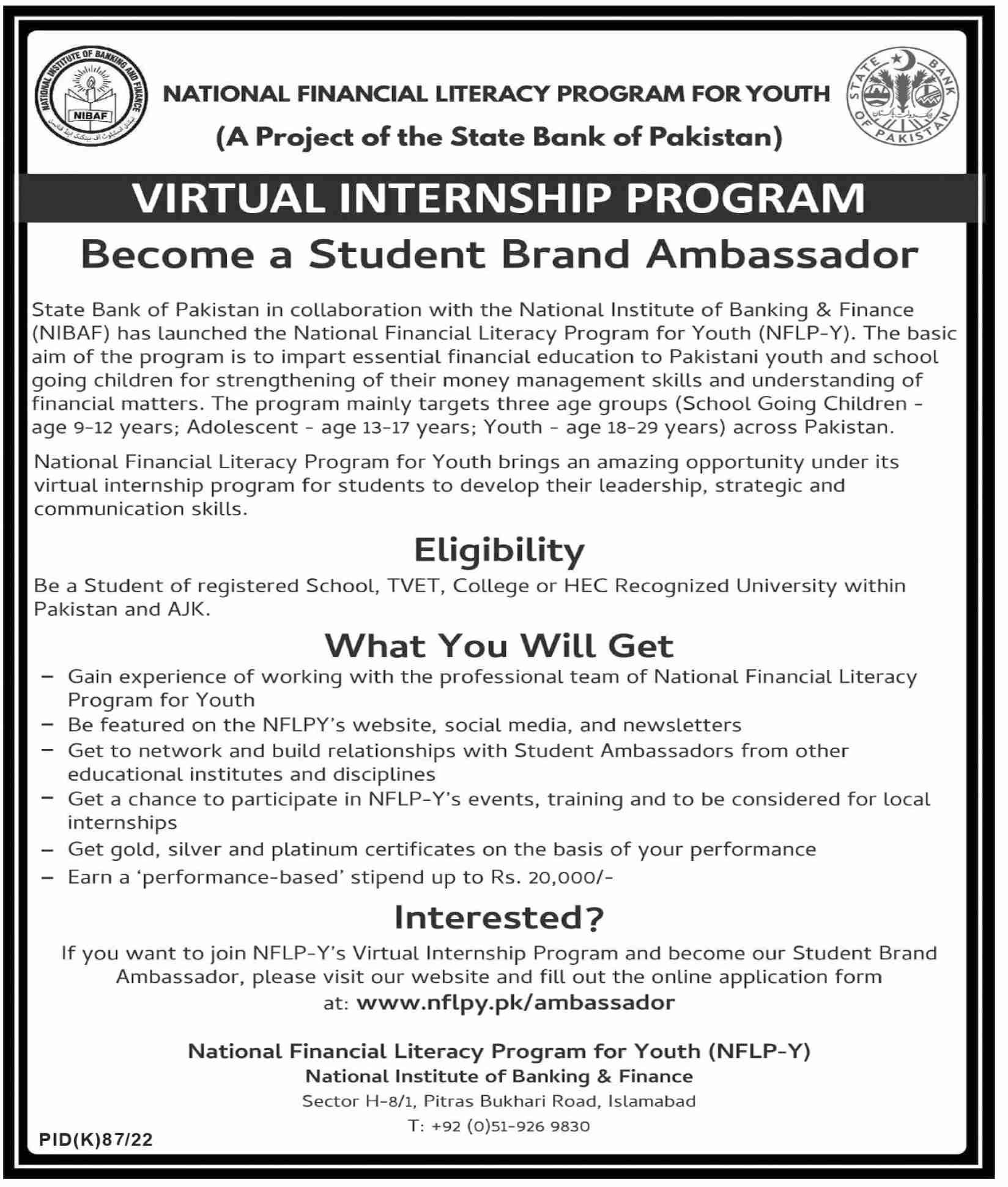 National Financial Literacy Program for Youth NFLPY Jobs in July