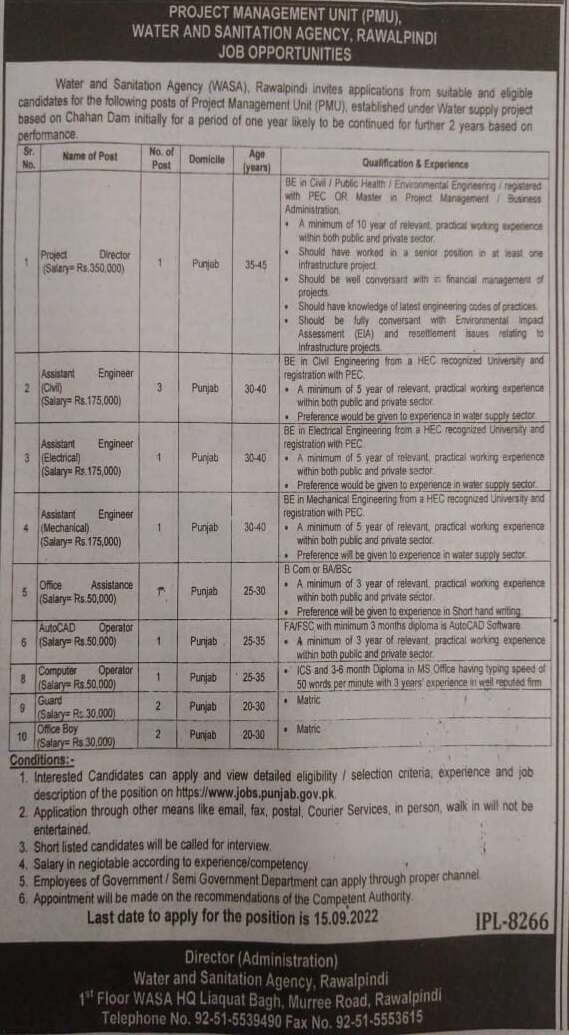 WASA Jobs 2022