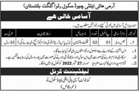Mess Waiter jobs at Army High Altitude School Rattu in September
