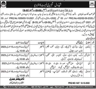 Balochistan Health Department Job Test Interviews 2023 in December