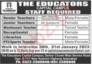 Walk in Interviews for jobs at The Educators in January
