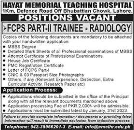 Hayat Memorial Teaching Hospital FCPS II Trainee 2023 in January