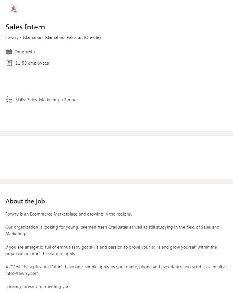 Sales Intern Jobs in Foerry in February
