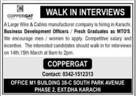 Walk in Interviews for jobs at Coppergat Cables Pvt Ltd in March