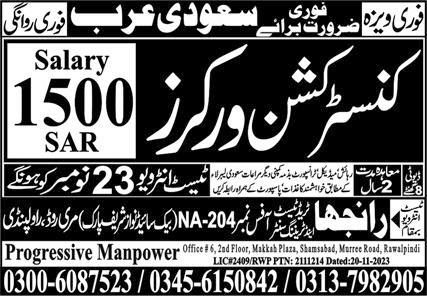 Construction Worker Jobs In Saudi Arabia in December