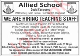 Allied School Islamabad Jobs 2024 in February