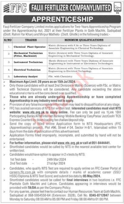 Latest Fauji Fertilizer Company FFC Ghotki Jobs 2024 in February