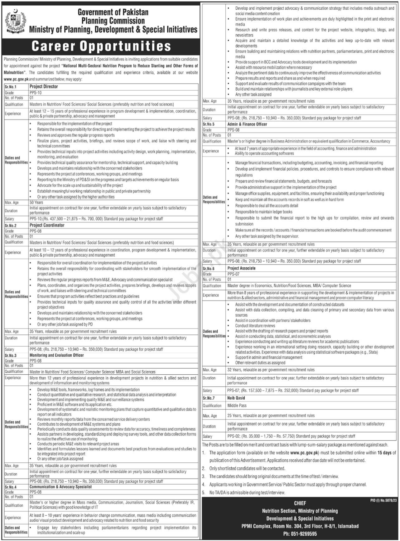 Job Vacancies At Ministry Of Planning Development in February
