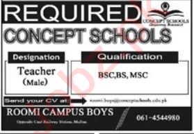 Teacher Required At Concept School Multan in February
