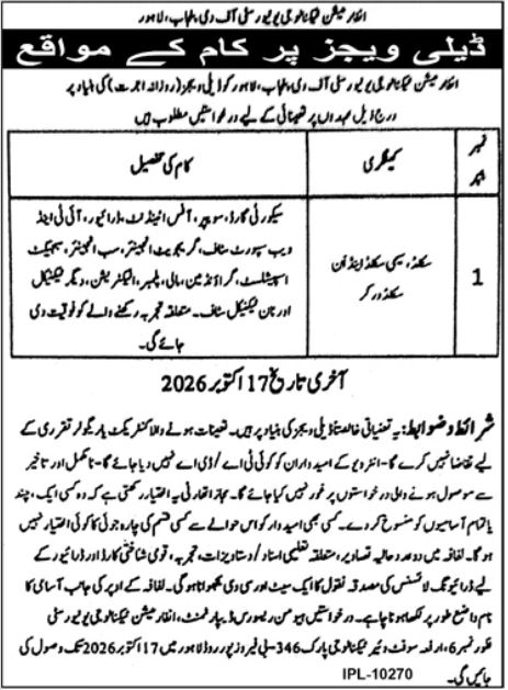 Information Technology University Of Punjab PU Lahore Jobs in September