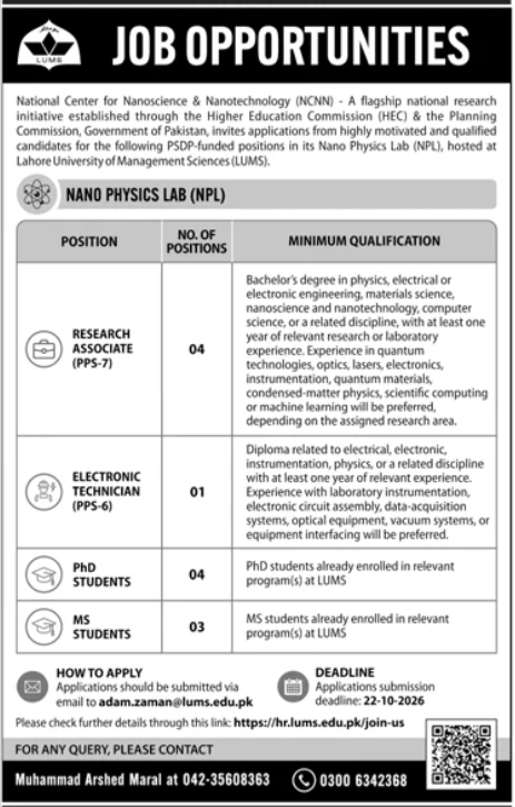 National Center For Nanoscience & Nanotechnology NCNN Jobs in October
