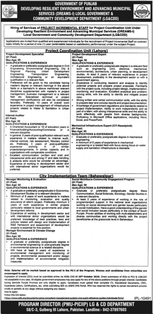 Local Government & Community Development Department Jobs in October