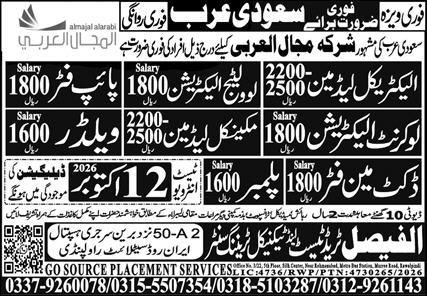 GO Source Placement Services Saudi Arabia Jobs 2026 in October