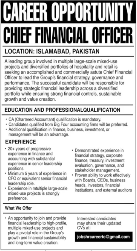 Private Group Islamabad Job Notice 2026 in October