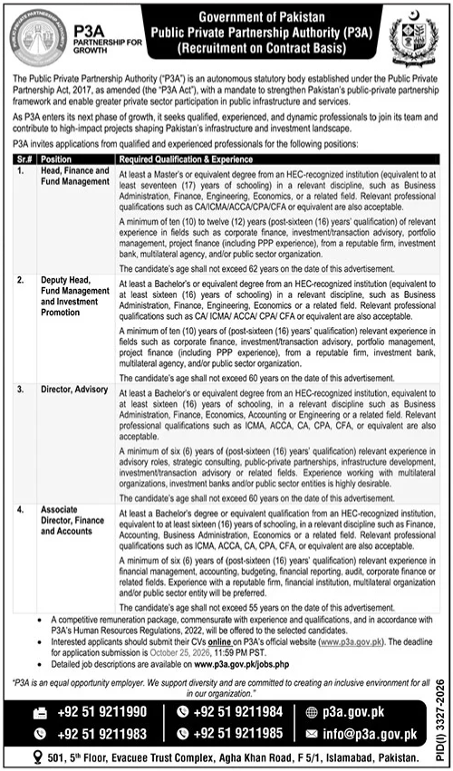 Jobs Vacant At Public Private Partnership Authority P3A in October