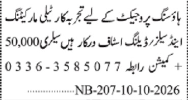 Jang Sunday Classified Ads 11 Oct 2026 For Housing Project in October