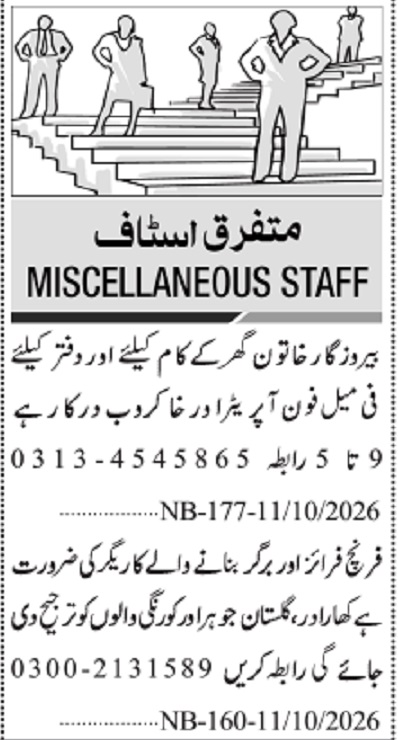 Jang Sunday Classified Ads 11 Oct 2026 For Miscellaneous in October