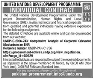 United Nations Development Programme UNDP Lahore Jobs 2026 in October