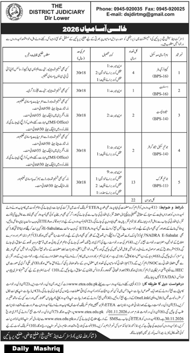 District Judiciary Dir Lower Jobs 2026 in October